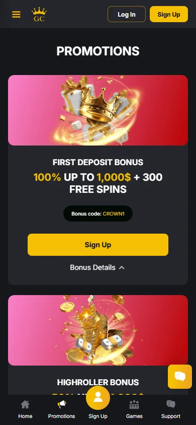 Golden Casino promotions on mobile