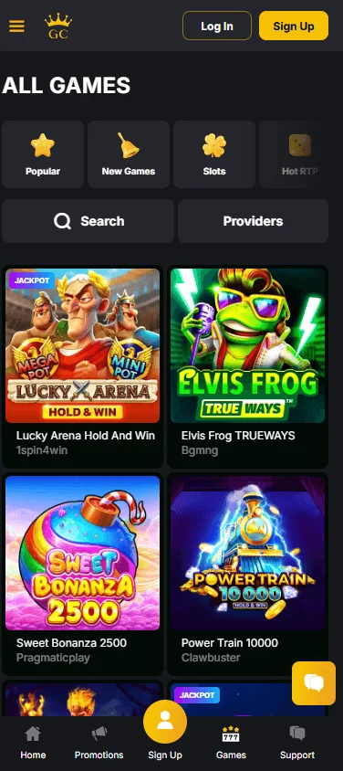Golden Casino games on mobile